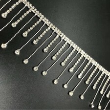 Crystal Chain Diamante Rhinestone Fringe Trim Ribbon Crafts Wedding Dress Sewing
