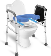 Extra Wide Heavy Duty Raised Toilet Seat w/ Arms 500lb Capacity for Seniors Elde