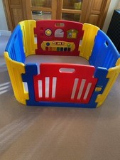 Baby playpen, blue, red and