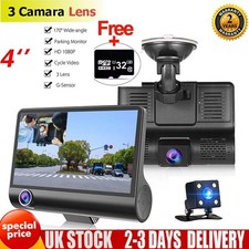 4" Dash Cam+32GB Pro Car Camera Recorder Dual Front & Rear HD 1080P Night Vision