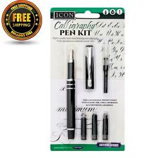 Calligraphy Fountain Pen Set Fancy Hand Writing Pens + 3 Ink Cartridges School