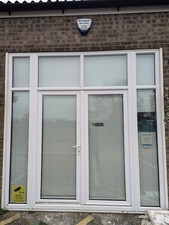 UPVC Double Patio French Doors With Windows nd Blinds White External 280 x 280cm