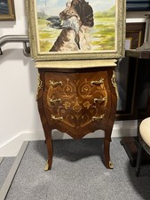 Kingwood Bombe Commode Chest of Drawers 3 Drawer French Marble Top Gilt Ormalu