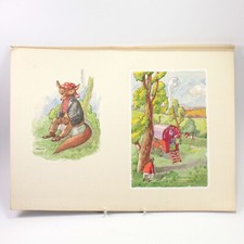 Collis childrens book illustration painting antique Hedgehog & Fox #34