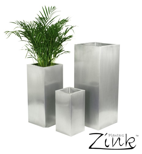 Zinc silver outdoor planter - silver,
