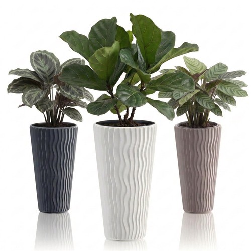 Tall wavy plant pots with - tall,