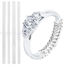 4x Ring Size Reducer Resizer Transparent Adjuster Silicone Spiral Snuggies Clips