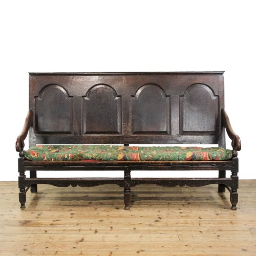 Antique oak settle bench - settle,