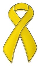 Yellow Awareness Ribbon Pin Badge Bow Brooch