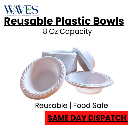 White plastic bowls - white,