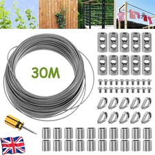 Garden Fence Wire Rope Kit 30M Stainless Steel Cable Wire Rope Catenary Wire Set
