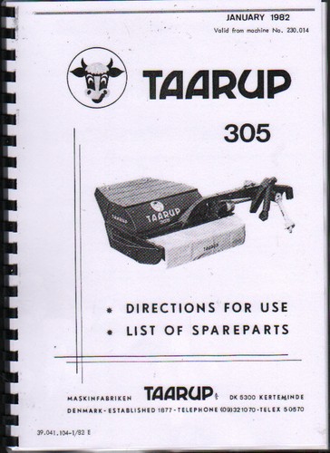 Taarup 305 mower conditioner - "305",