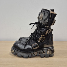 New Rock Reactor Demon Devil Leather Chunky Platform Black Boots Uk 6.5 Eu 40