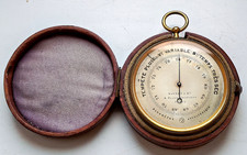 ANTIQUE POCKET BAROMETER NAUDET & CIE FRANCE LARGE SIZE WITH CASE c.1880