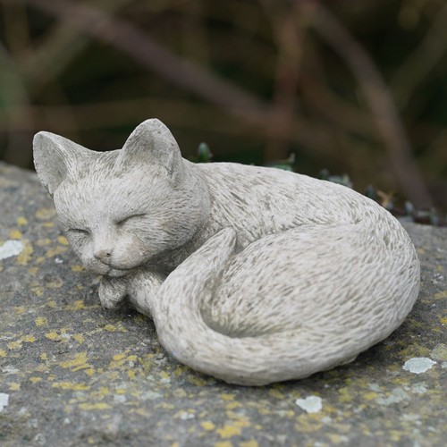 Sleeping cat stone statue - sleeping,