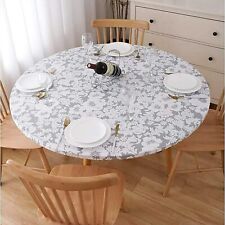 Round Vinyl Fitted Tablecloth Waterproof Elastic Edge Wipeable Table Cloth Table