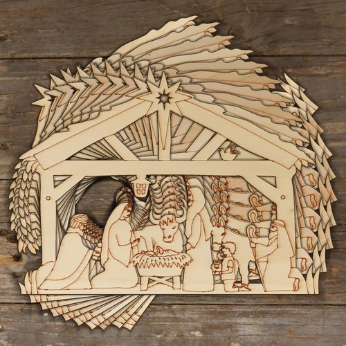 10x wooden nativity manger - 10x,