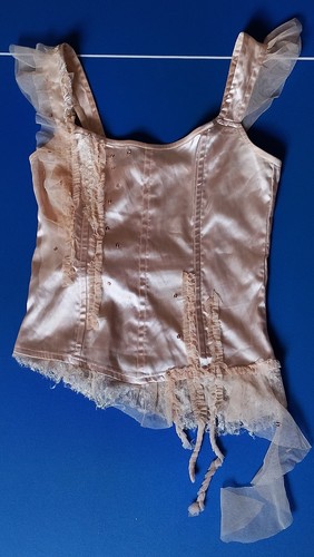 Vintage boned satin corset - boned,
