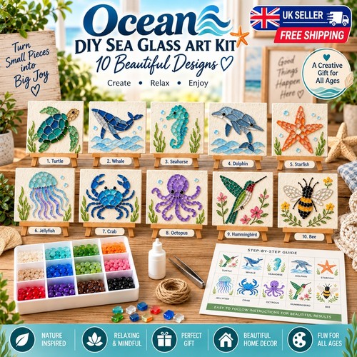 Ocean diy sea glass art - ocean,