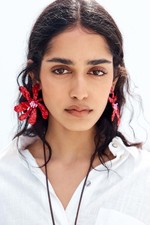 Zara RED Flower Statement STUD