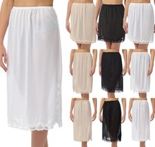 Marlon Waist Slips Womens Half Slip Cling Resist Petticoat Lace Trim Underskirt