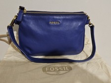 Fossil Blue Leather Crossbody