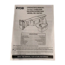 Ryobi Operators Manual 18 Volt