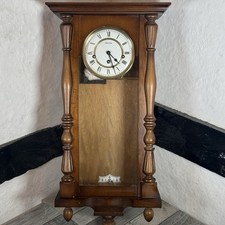 Hermie Pendulum Wall Clock Wooden Case Wind-Up Vintage German NEW + Key