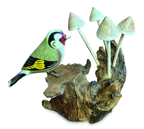 Goldfinch with mushrooms - goldfinch,