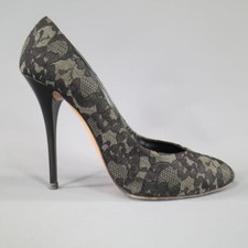 GIUSEPPE ZANOTTI Size 7.5 Grey Black Lace Pumps