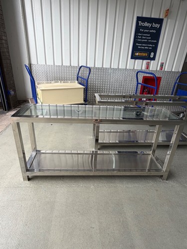 Chrome mirror side tables - chrome,