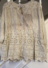 MAGNOLIA PEARL  EUROPEAN COTTON & EYELET FLANNERY SMOCK JACKET 682