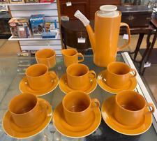 Retro J&G Meakin Studio Pottery Maidstone Orange 15 Piece Coffee Set