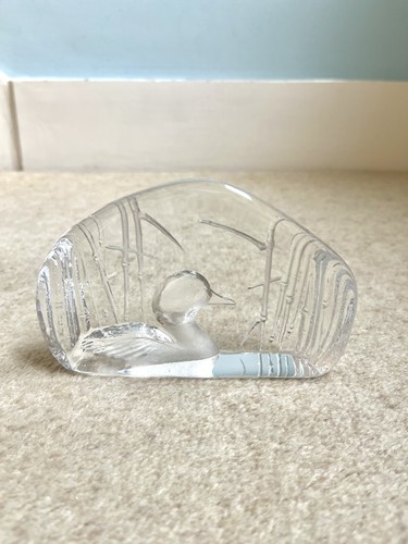 Swedish glass paperweight duck - glass,