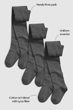 Grey School Tights 5 PACK Girl's Plain Uniform Cotton Rich Soft  3-16 Years