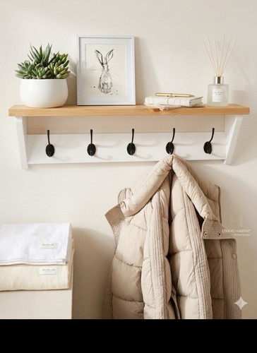 Wall mounted wood metal coat - mounted,