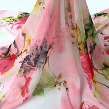 39 Inch X 58 Inch Vintage Floral Chiffon Fabric Soft Dress Hanfu Material 30D