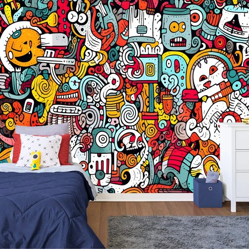 Colorful funny graffiti - colorful,