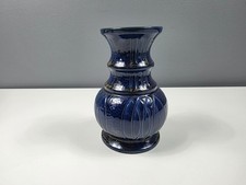 Sylvac Blue Brushed Gold Vase - #5268 - Good Condition - Paper Label - 18 cm Tal