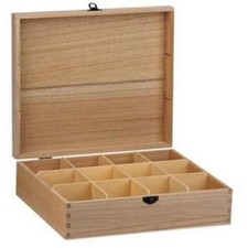 Paulownia Wood Tea Box With 12 Compartments To Personalise Decorate Paint Craft