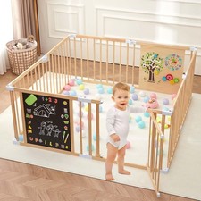 OMYbaby Wooden Baby Playpen