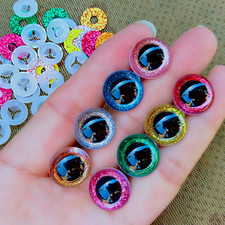 20Pcs 3D Plastic Glitter Safety Eyes for Crochet Toys Amigurumi Diy Mix Bulk Mix