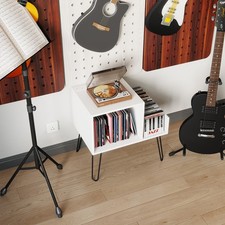 Modern End Table Record Player Stand Turntable Stand-White