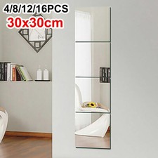 4/8x 30X30cm Mirror Tiles Wall Sticker Square Self Adhesive Stick On Home Decor