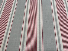 VANESSA ARBUTHNOTT FABRIC 'FRENCH TICKING - CLAY/DAMSON' 0.7 METRES - 100% LINEN