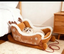 christmas reindeer pet  cat / small dog sleigh bed brand new