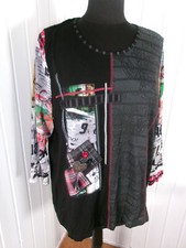 COFFEE BREAK 52FR Lined Mesh Sleeves Bi Printed Material Tee Shirt TOP