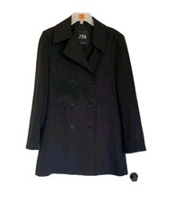 ZARA Black  Coat blazer Jacket Size S Small UK 8 Fitted