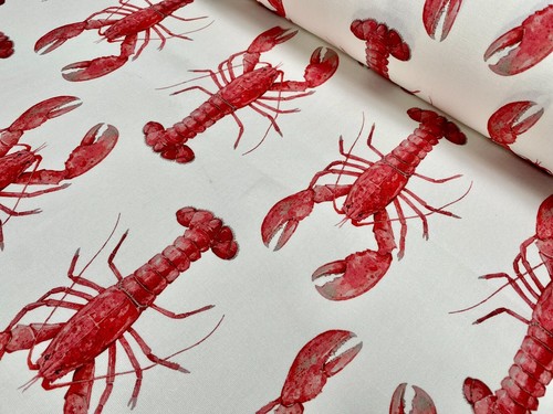 Red lobster print fabric - red,