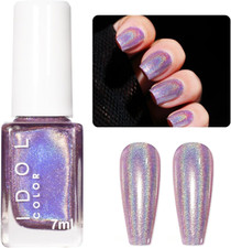 Holographic Nail Polish - Purple Glitter Nail Varnish - 60 Seconds Quick Dry Nai